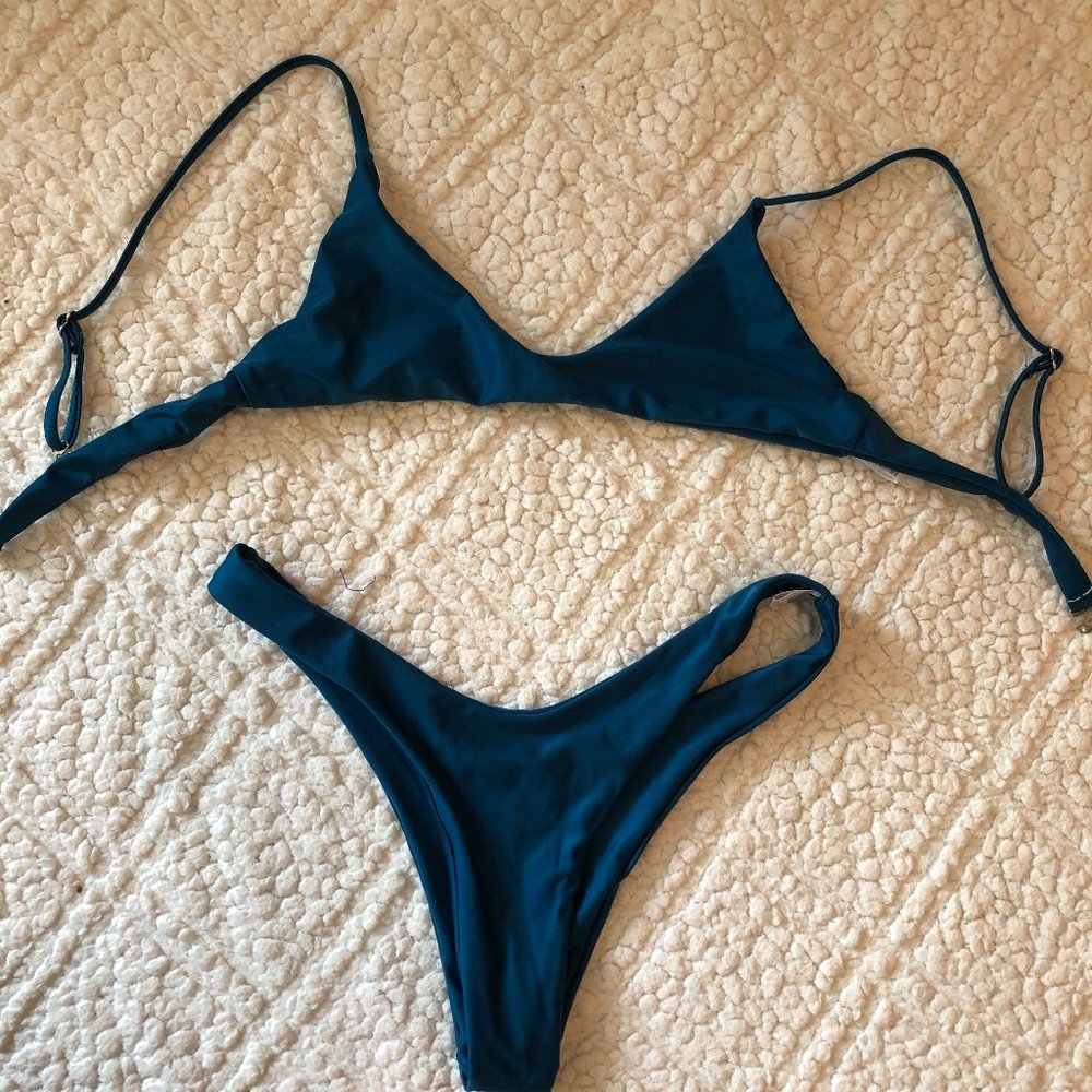 SHEIN - teal high thigh swimsuit set - size small